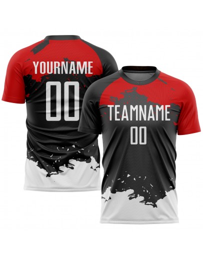 Best Pro Custom Black White-Red Sublimation Soccer Uniform Jersey