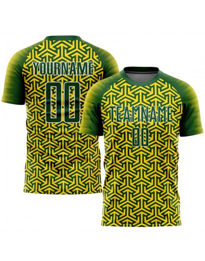 Best Pro Custom Gold Green-White Sublimation Soccer Uniform Jersey