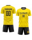 Best Pro Custom Gold Black Sublimation Soccer Uniform Jersey