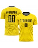 Best Pro Custom Gold Black Sublimation Soccer Uniform Jersey