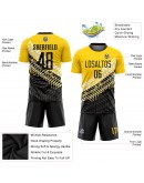 Best Pro Custom Gold Black-White Sublimation Soccer Uniform Jersey