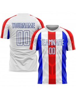 Best Pro Custom White White-Royal Sublimation Soccer Uniform Jersey