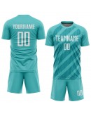 Best Pro Custom Aqua White Sublimation Soccer Uniform Jersey