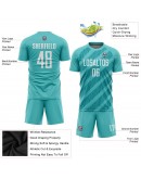 Best Pro Custom Aqua White Sublimation Soccer Uniform Jersey