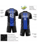 Best Pro Custom Black White-Royal Sublimation Soccer Uniform Jersey