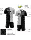 Best Pro Custom Gray Black-White Sublimation Split Fashion Soccer Uniform Jersey