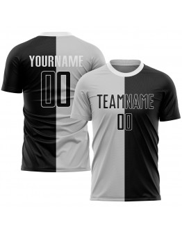 Best Pro Custom Gray Black-White Sublimation Split Fashion Soccer Uniform Jersey