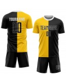 Best Pro Custom Gold Black-White Sublimation Split Fashion Soccer Uniform Jersey