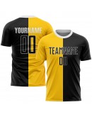 Best Pro Custom Gold Black-White Sublimation Split Fashion Soccer Uniform Jersey