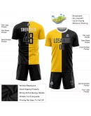 Best Pro Custom Gold Black-White Sublimation Split Fashion Soccer Uniform Jersey