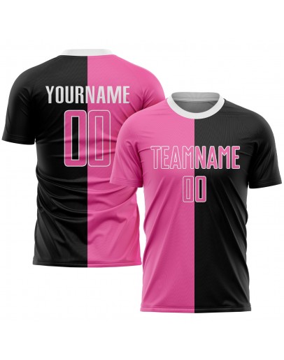 Best Pro Custom Black Pink-White Sublimation Split Fashion Soccer Uniform Jersey