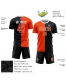 Best Pro Custom Black Orange-White Sublimation Split Fashion Soccer Uniform Jersey