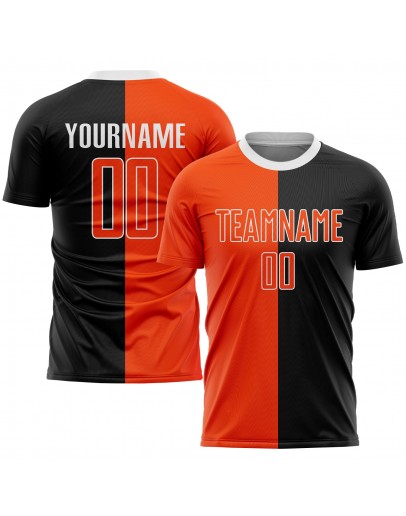 Best Pro Custom Black Orange-White Sublimation Split Fashion Soccer Uniform Jersey