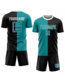 Best Pro Custom Black Aqua-White Sublimation Split Fashion Soccer Uniform Jersey