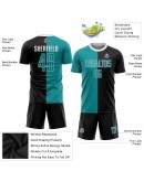 Best Pro Custom Black Aqua-White Sublimation Split Fashion Soccer Uniform Jersey