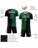 Best Pro Custom Black Kelly Green-White Sublimation Split Fashion Soccer Uniform Jersey