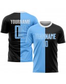 Best Pro Custom Black Light Blue-White Sublimation Split Fashion Soccer Uniform Jersey