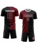 Best Pro Custom Black Crimson-White Sublimation Split Fashion Soccer Uniform Jersey