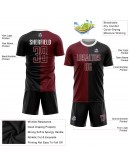 Best Pro Custom Black Crimson-White Sublimation Split Fashion Soccer Uniform Jersey