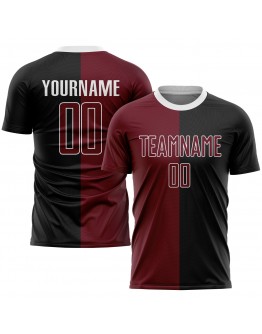 Best Pro Custom Black Crimson-White Sublimation Split Fashion Soccer Uniform Jersey