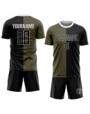 Best Pro Custom Olive Black-White Sublimation Split Fashion Salute To Service Soccer Uniform Jersey