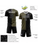Best Pro Custom Olive Black-White Sublimation Split Fashion Salute To Service Soccer Uniform Jersey