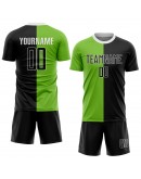 Best Pro Custom Neon Green Black-White Sublimation Split Fashion Soccer Uniform Jersey