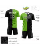 Best Pro Custom Neon Green Black-White Sublimation Split Fashion Soccer Uniform Jersey