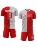 Best Pro Custom Gray Red-White Sublimation Split Fashion Soccer Uniform Jersey