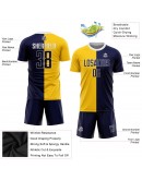 Best Pro Custom Gold Navy-White Sublimation Split Fashion Soccer Uniform Jersey