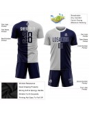 Best Pro Custom Gray Navy-White Sublimation Split Fashion Soccer Uniform Jersey