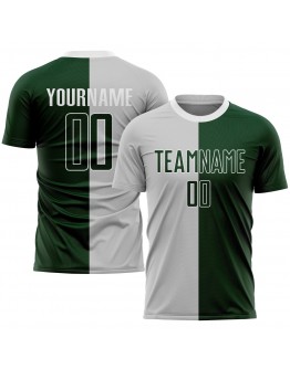 Best Pro Custom Gray Green-White Sublimation Split Fashion Soccer Uniform Jersey