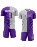 Best Pro Custom Gray Purple-White Sublimation Split Fashion Soccer Uniform Jersey