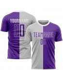 Best Pro Custom Gray Purple-White Sublimation Split Fashion Soccer Uniform Jersey