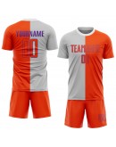 Best Pro Custom Gray Orange-Purple Sublimation Split Fashion Soccer Uniform Jersey