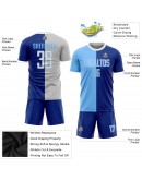 Best Pro Custom Royal Light Blue-White Sublimation Split Fashion Soccer Uniform Jersey
