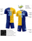 Best Pro Custom Royal Light Blue-Gold Sublimation Split Fashion Soccer Uniform Jersey