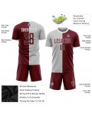 Best Pro Custom Gray Crimson-White Sublimation Split Fashion Soccer Uniform Jersey