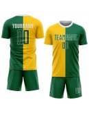 Best Pro Custom Gold Kelly Green-White Sublimation Split Fashion Soccer Uniform Jersey