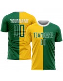 Best Pro Custom Gold Kelly Green-White Sublimation Split Fashion Soccer Uniform Jersey