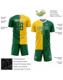 Best Pro Custom Gold Kelly Green-White Sublimation Split Fashion Soccer Uniform Jersey