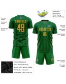 Best Pro Custom Kelly Green Gold Sublimation Soccer Uniform Jersey