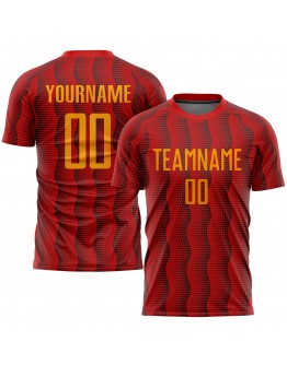 Best Pro Custom Red Gold Sublimation Soccer Uniform Jersey