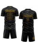 Best Pro Custom Black Black-Gold Sublimation Soccer Uniform Jersey