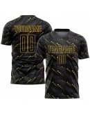 Best Pro Custom Black Black-Gold Sublimation Soccer Uniform Jersey