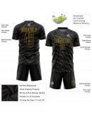 Best Pro Custom Black Black-Gold Sublimation Soccer Uniform Jersey