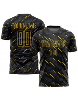 Best Pro Custom Black Black-Gold Sublimation Soccer Uniform Jersey