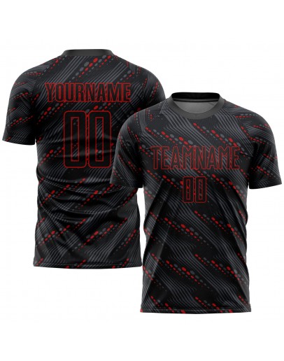Best Pro Custom Black Red Sublimation Soccer Uniform Jersey