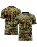 Best Pro Custom Camo Brown-Gold Sublimation Salute To Service Soccer Uniform Jersey