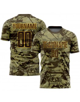 Best Pro Custom Camo Brown-Gold Sublimation Salute To Service Soccer Uniform Jersey